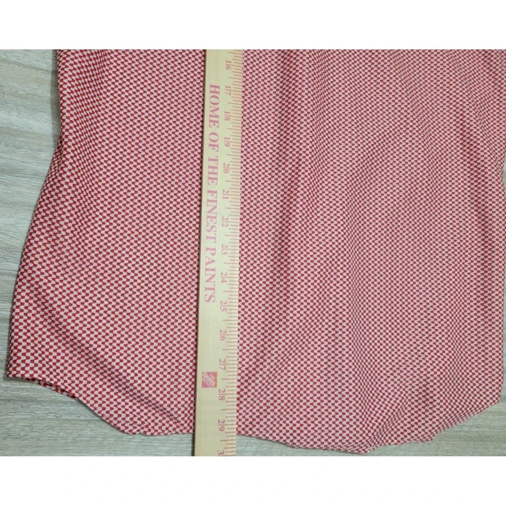 William Gary Vtg 70s Red & White Geometic Checkerboard Boho Disco Luxury Shirt - Picture 8 of 9